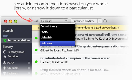 List-based recommendations in ReadCube (legacy)