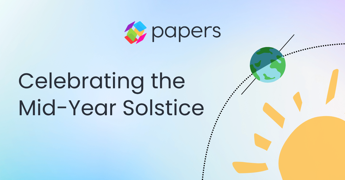 Celebrating the Mid-Year Solstice. Image shows the sun with the earth in partial shadow orbiting.