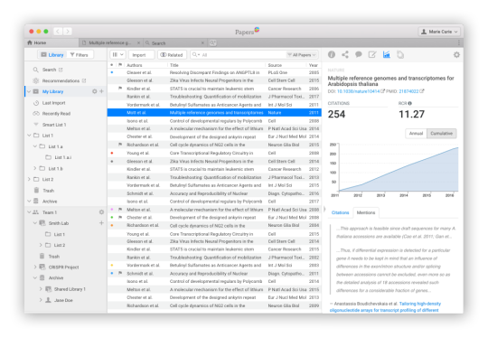 ReadCube Papers Metrics Tab