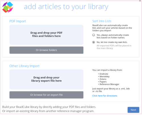 legacy readcube adding articles to library