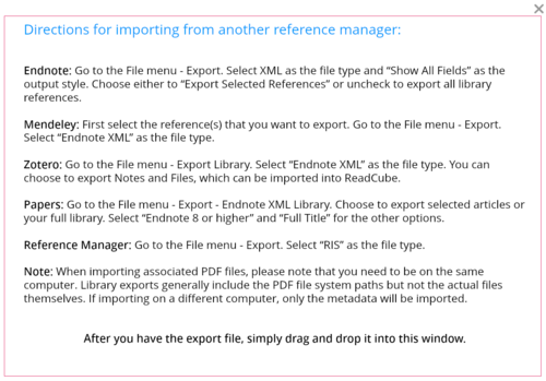 legacy readcube directions for importing